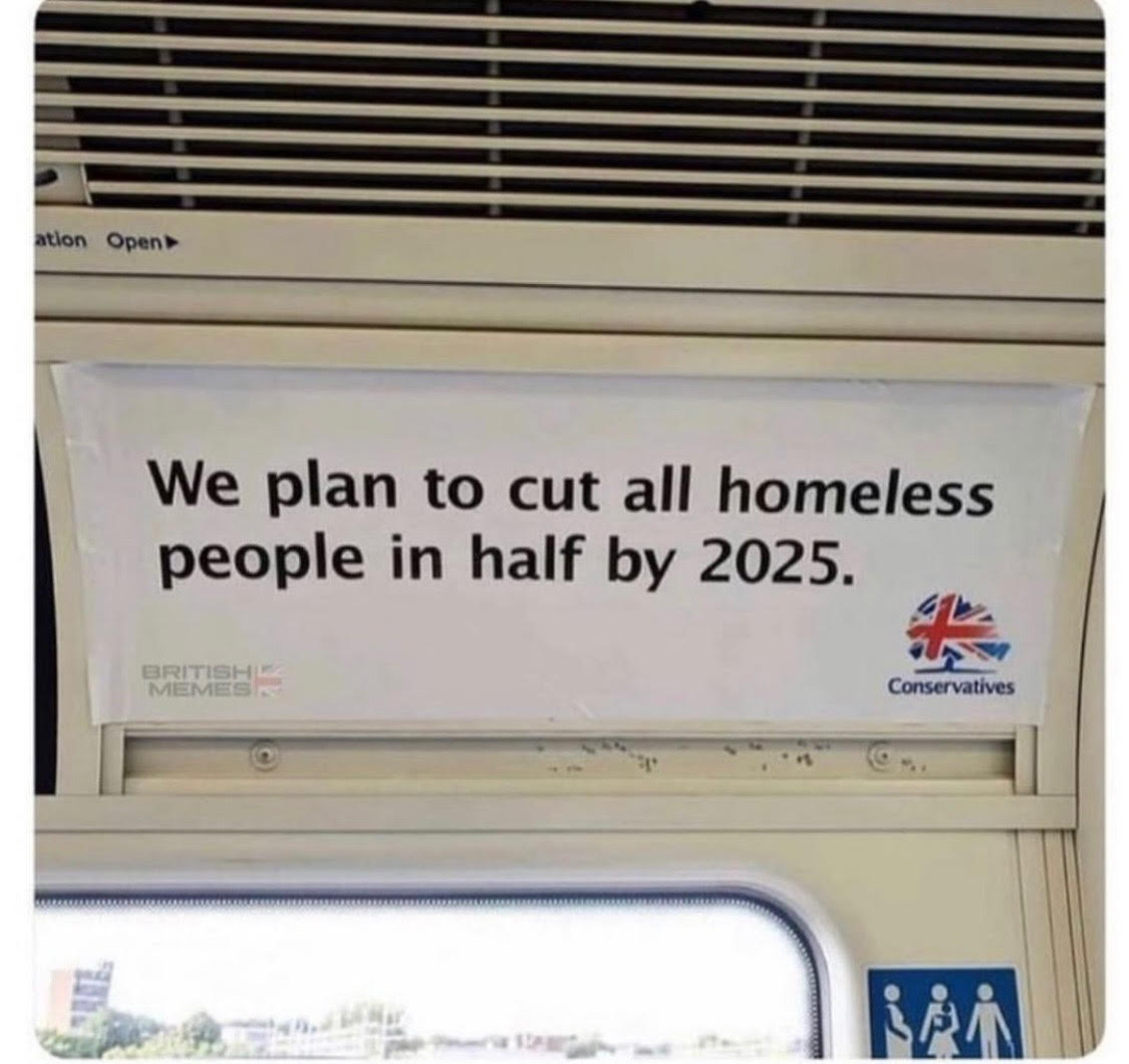 Homeless people cut in half
