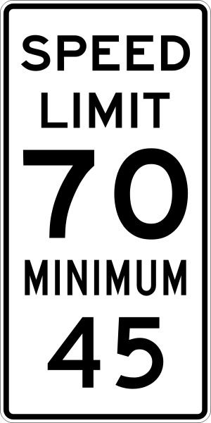 Speed limit sign - 70 / 45 mph